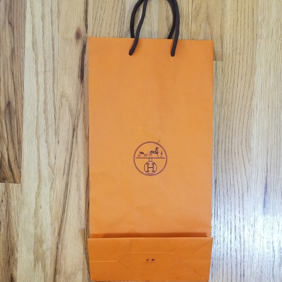 HERMES Orange Shopping GIFT BAG PAPER Tote 16.5" x 8.25” x 4" Authentic - Picture 2 of 5